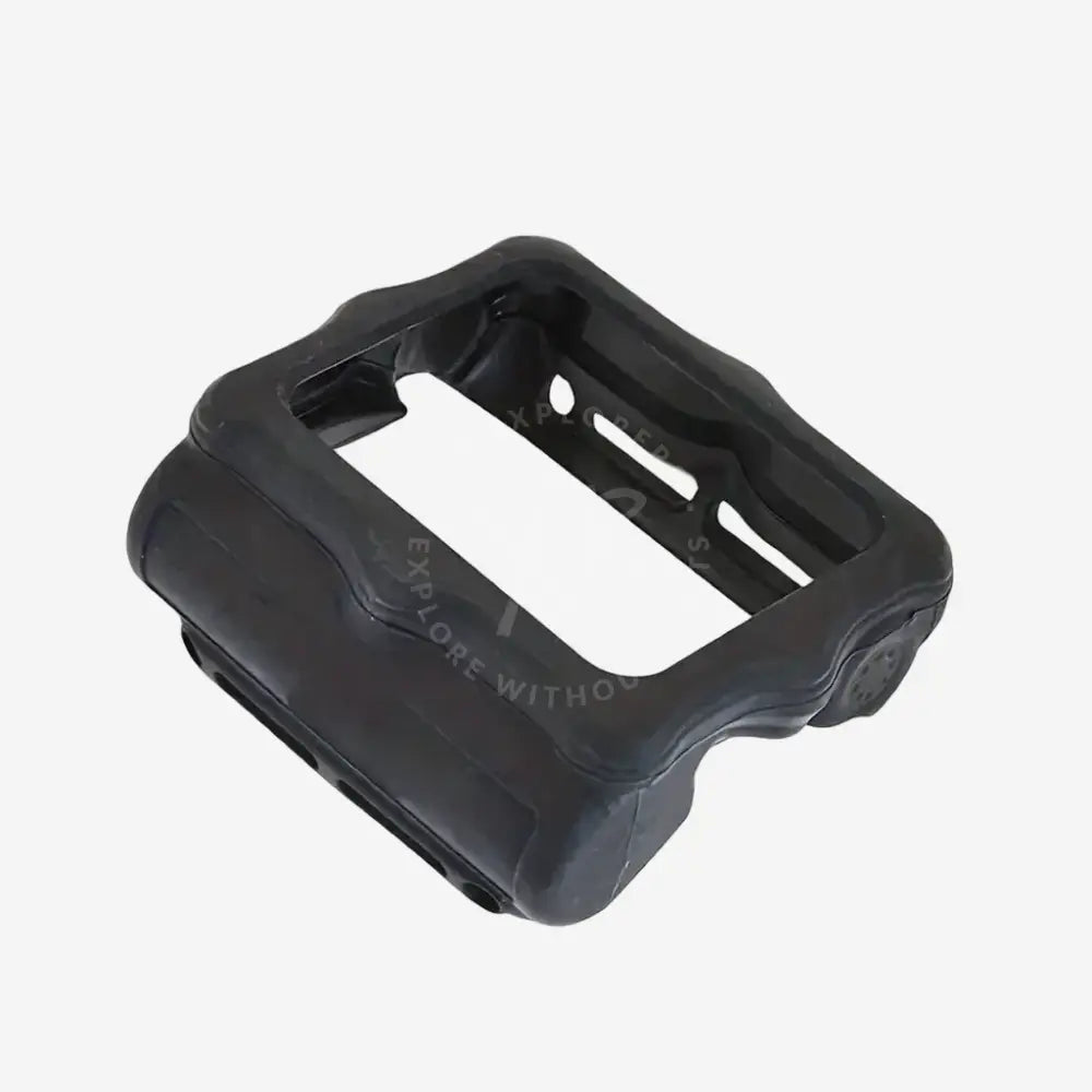 Black rubber watch band on a white background