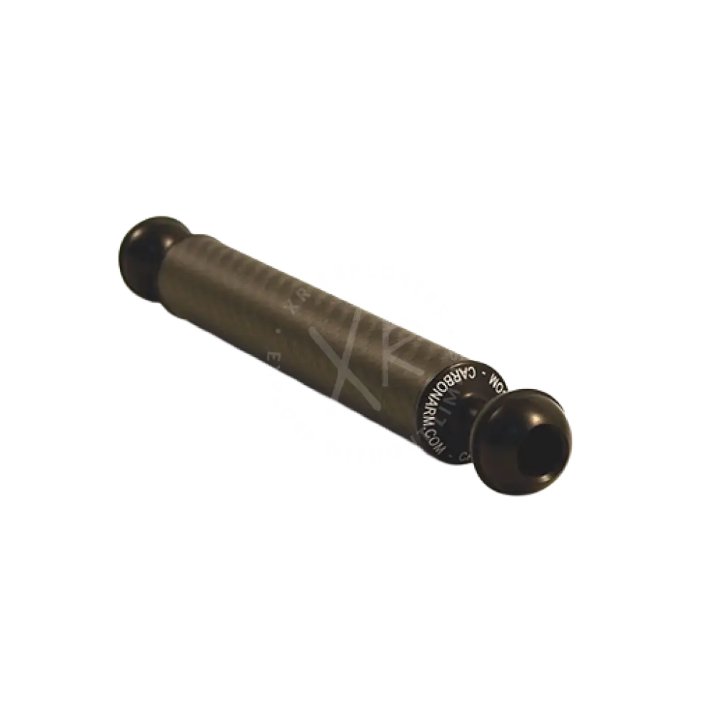 Black carbon fiber carbon arm rod with spherical ends and engraved branding for lightweight structural support