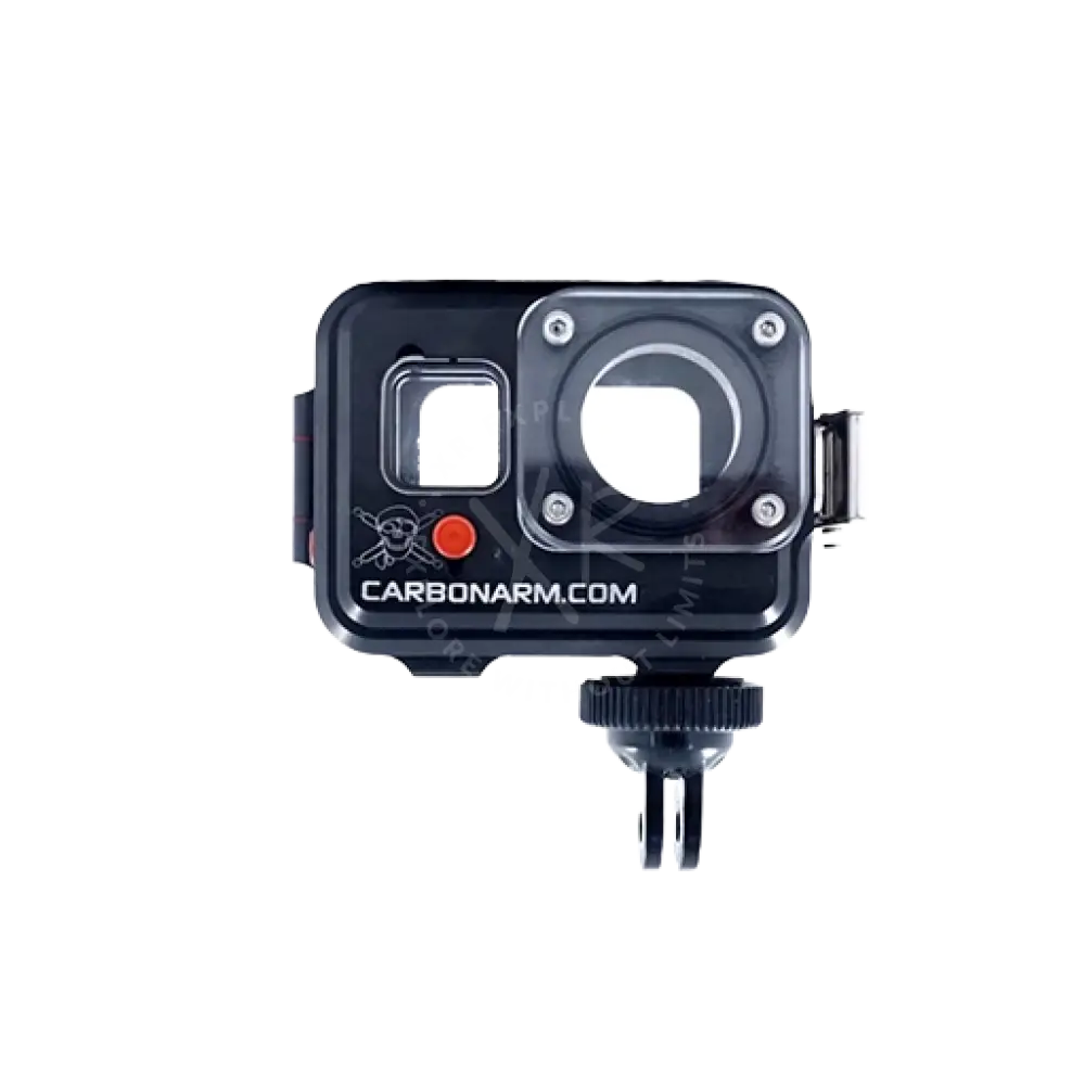 Adapter gopro screw 1/4 with black carbon arm waterproof camera housing red button and mounting bracket