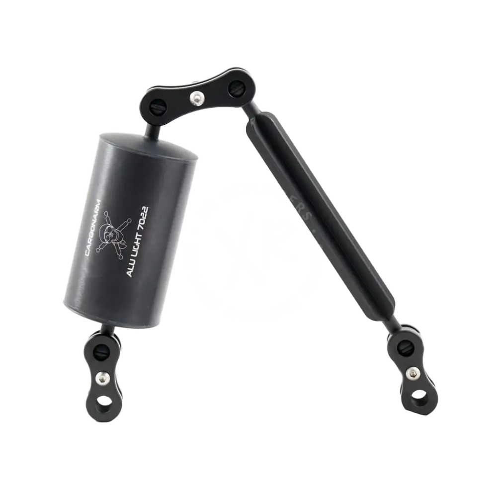 Black carbon arm alu light 70-2 gas spring with cylindrical body and articulated arms from aluminum floating arms kit 60 series
