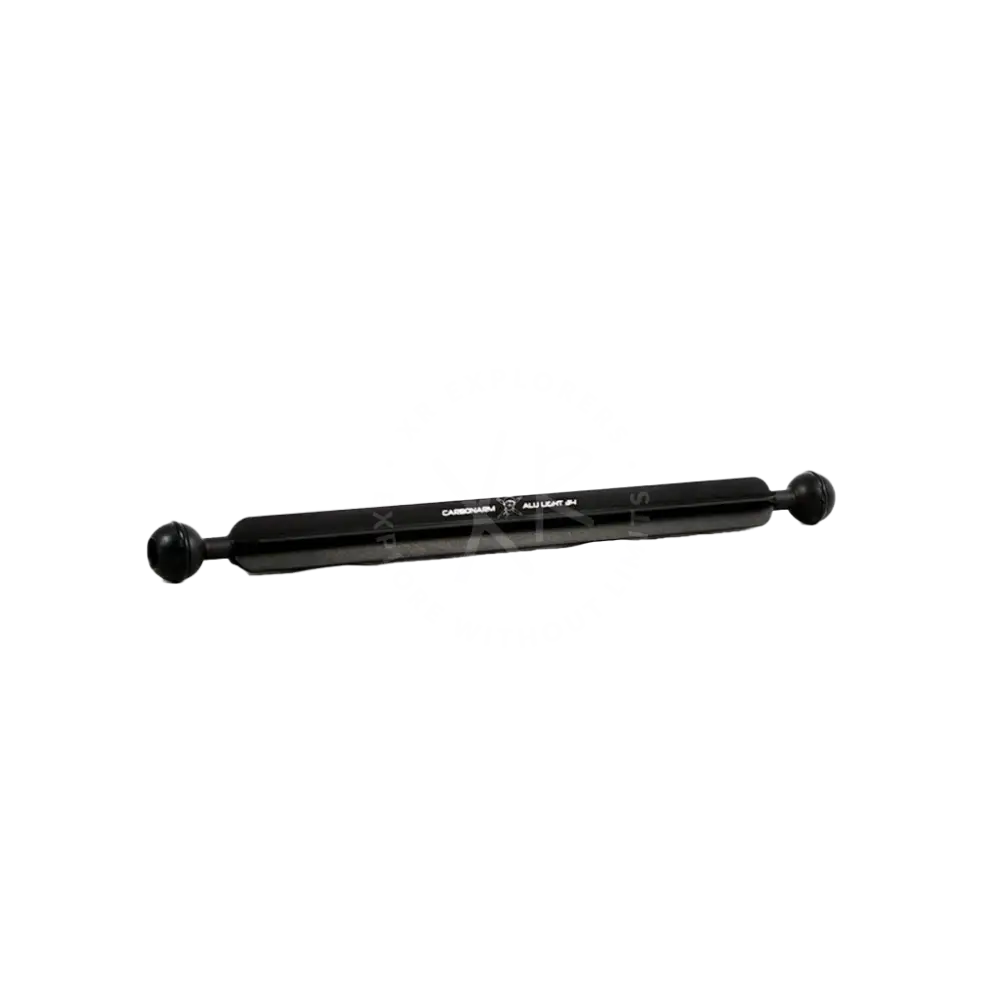 Black carbon fiber aluminum light arm rod with spherical ends branded carbonwave and all light 24 inches