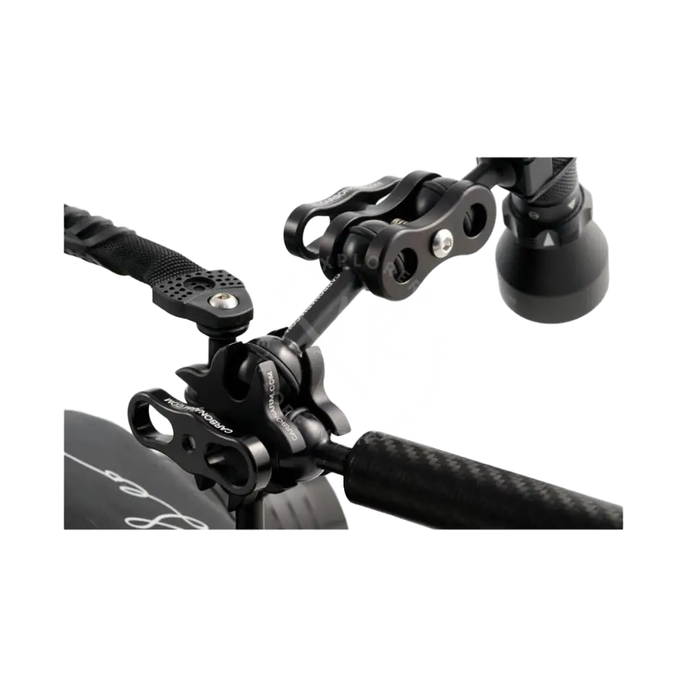 Black carbon fiber aluminum light arms camera tripod head with adjustable ball joint and ergonomic grip