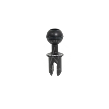 Black carbonarms ball terminal camera mount adapter with spherical top and three-pronged base for quick release
