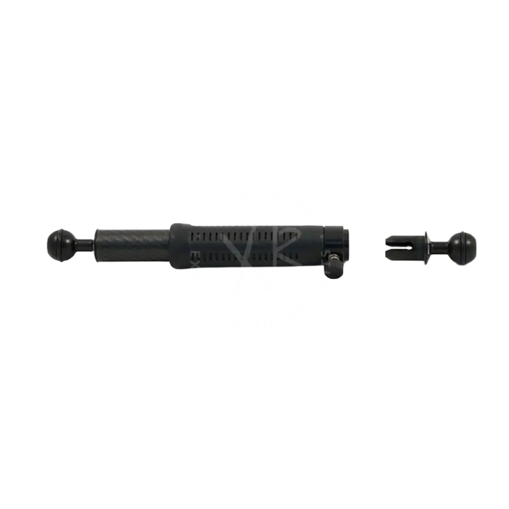 Black rubberized grip quick release carbon arm camera mount with ball joint and adjustable clamp for secure positioning