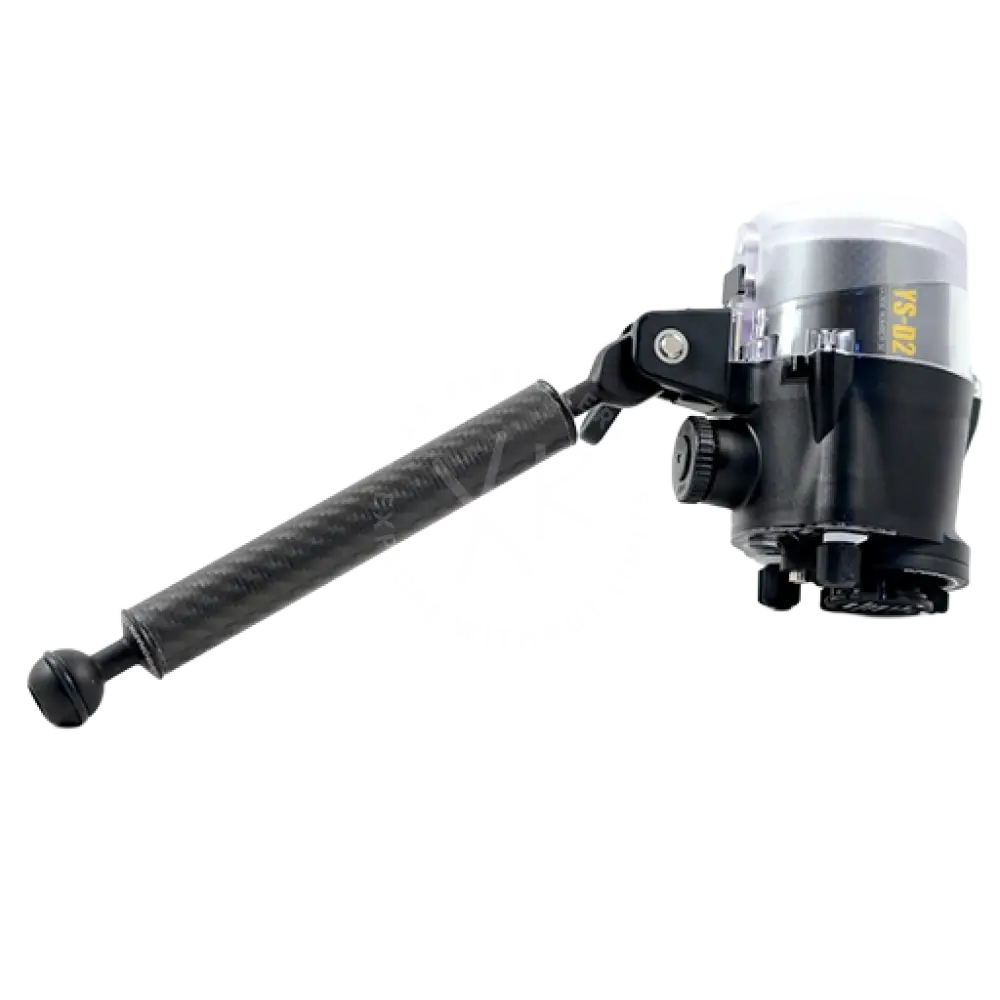 Carbonarm universal ball black carbon fiber selfie stick with transparent grip housing and adjustable joint mechanism