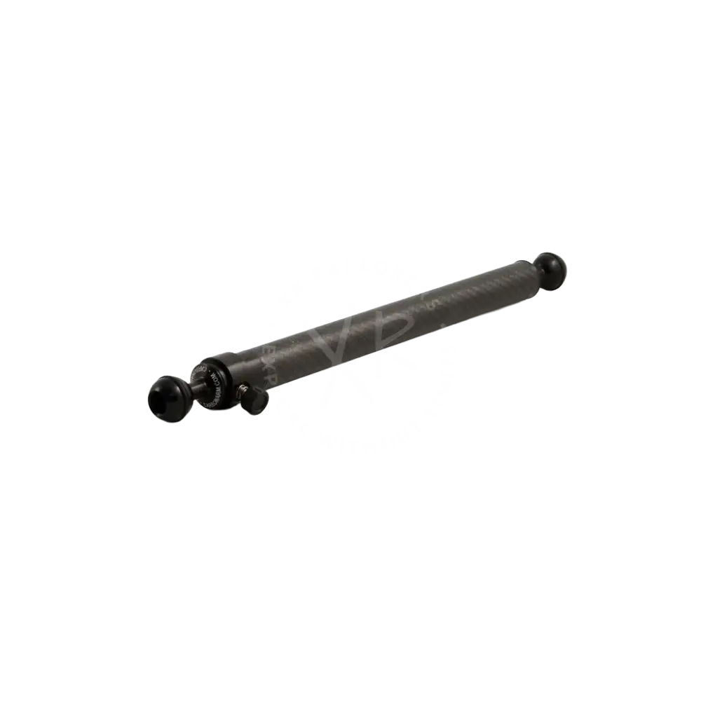 Black carbon fiber quick release carbon arms with spherical ends and central adjustment knob for camera support