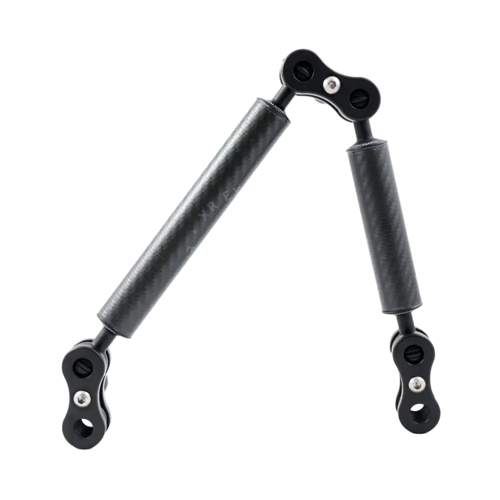 Black metal gas spring with cylindrical barrels and articulated joints in carbon arm standard kits product image