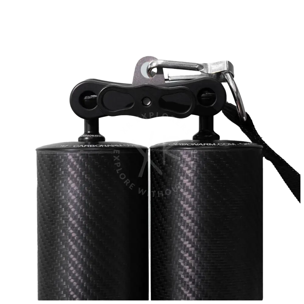 Extra long clamp black carbon fiber cylindrical canisters with silver metal clasp and keychain attachment