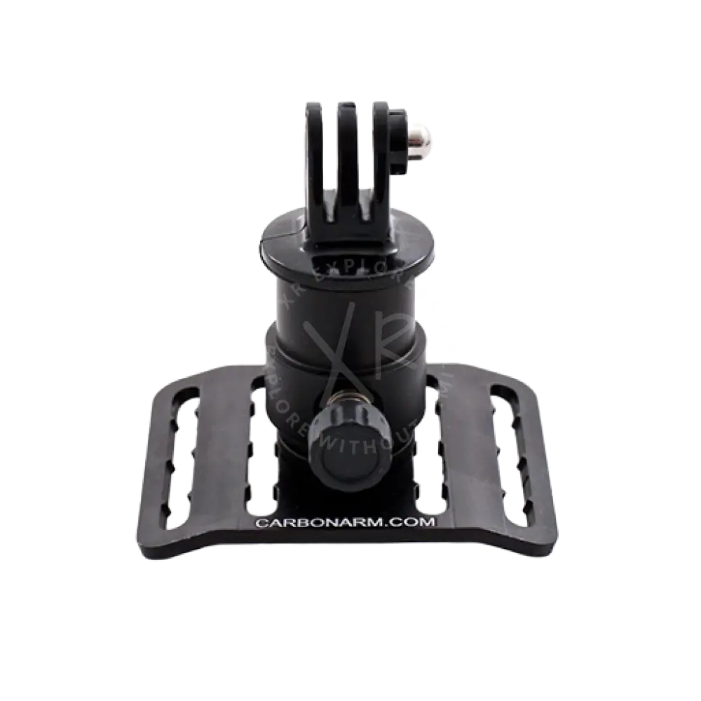Black carbon fiber goPRO kit buckle with quick release adjustable arm and GoPro style mounting plate