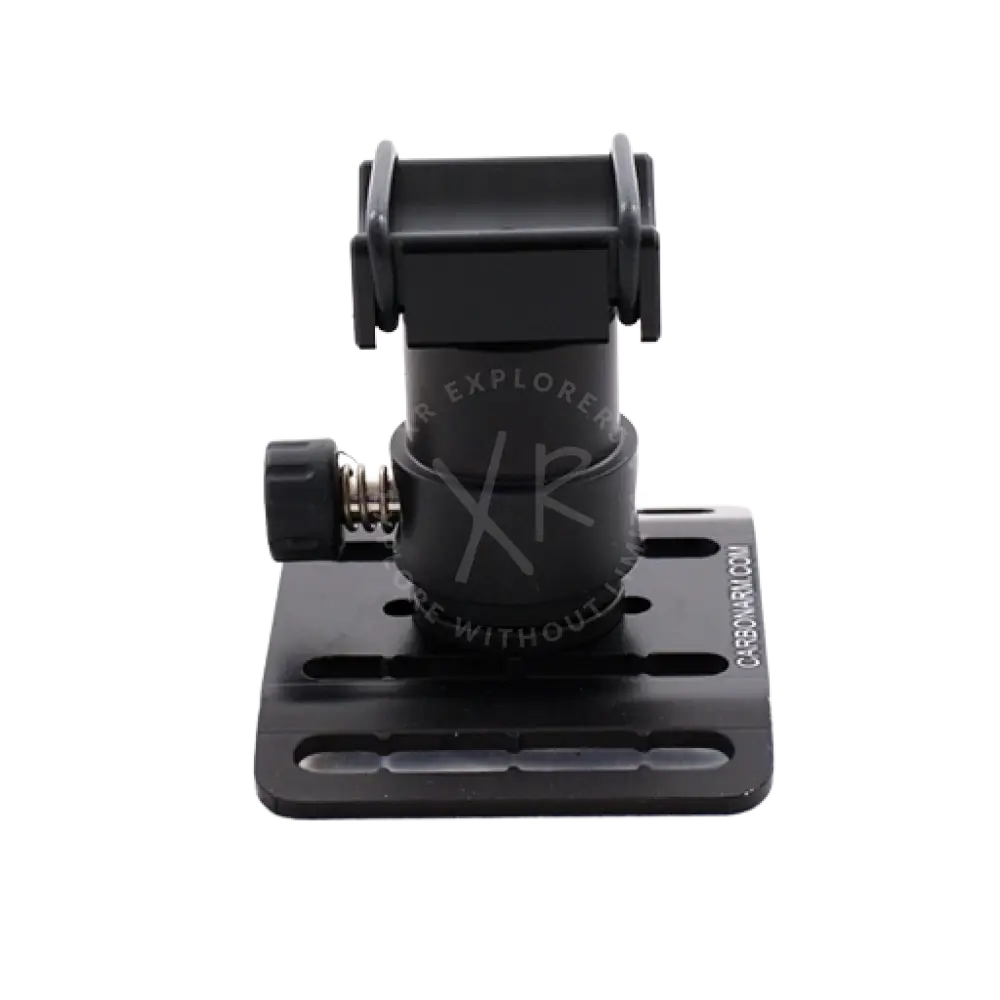 Black plastic mount with adjustable arm and screw mechanism for kit fibbia sfilo per scooter versione luce