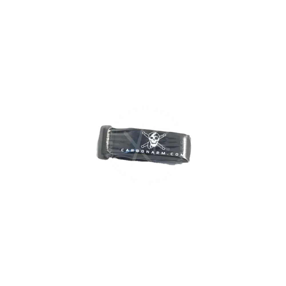 Black carbon velcro wristband with white skull and crossbones logo from Kit Velcro product line