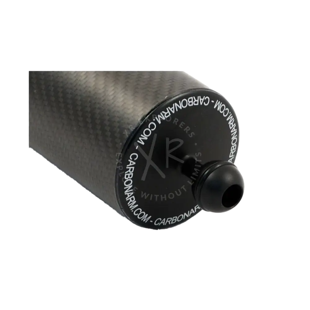 Black carbon fiber cylindrical tube with matte finish and black spherical cap for kit o-ring arms