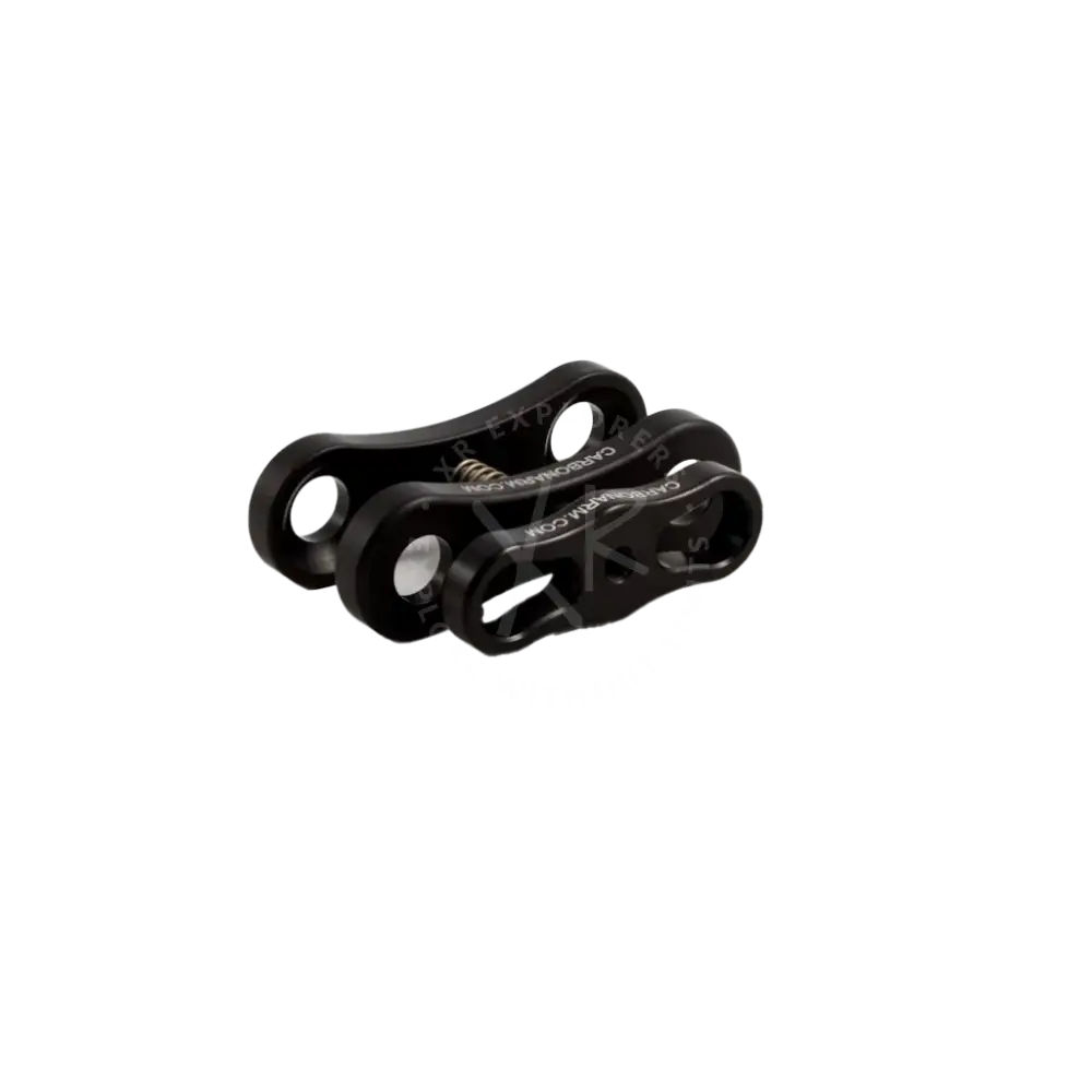 Black carbon fiber Long Clamp climbing carabiner with spring-loaded gate and engraved branding