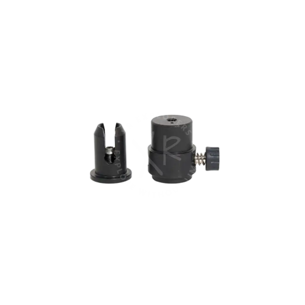 Black plastic male-female quick release clip with cylindrical spring connector for secure fastening