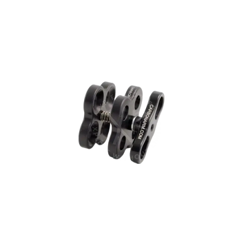Black carbon fiber quadruple clamp underwater camera clamp with spring-loaded mechanism and engraved branding