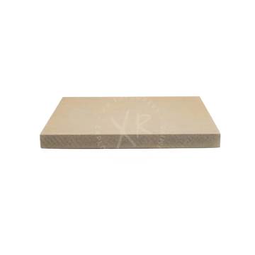 Beige rectangular carbonarm float stone slab with smooth top surface and textured rougher sides