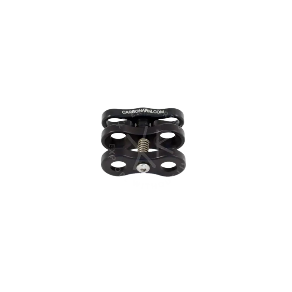 Black carbon fiber standard clamp camera mount with spring-loaded mechanism and engraved branding visible