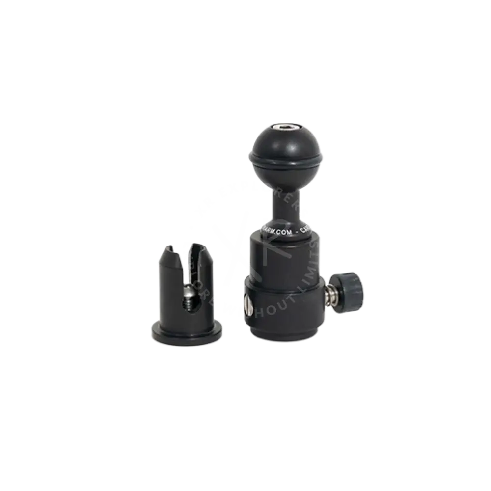 Black rubber-grip starting ball with quick release featuring adjustable clamp and threaded base for secure mounting