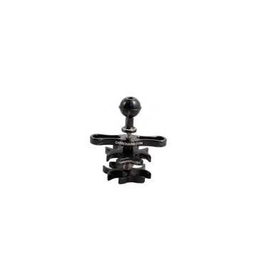 Black carbon fiber quadruple clamp for tripod with spherical ball head and adjustable clamp arms