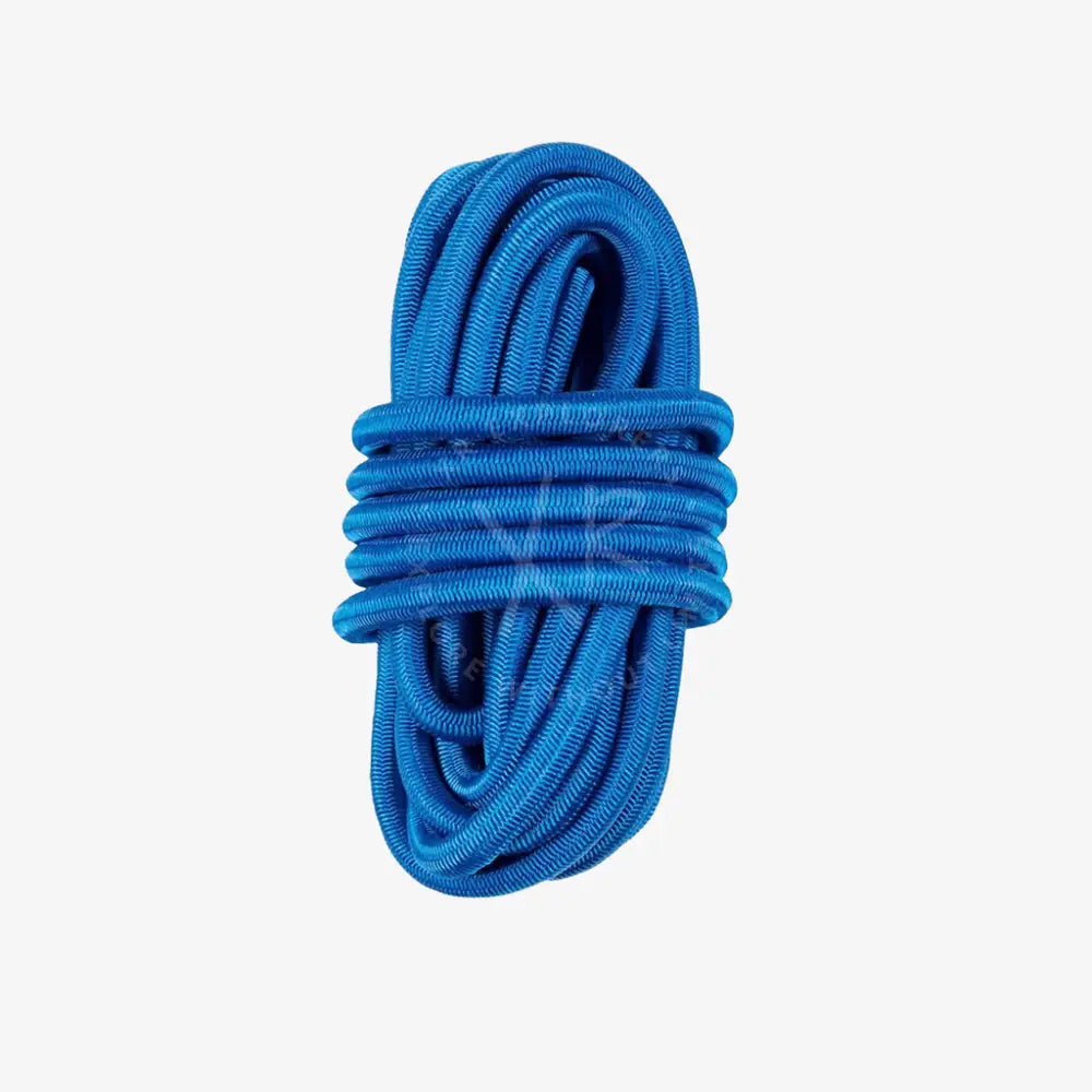 A black bungee cord tightly bound by a black band, preventing it from unraveling.