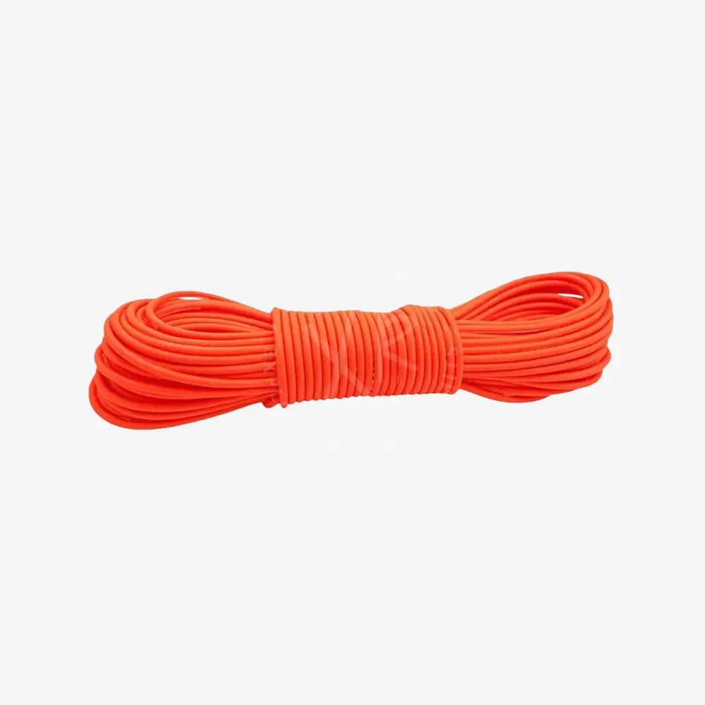 A black bungee cord tightly bound by a black band, preventing it from unraveling.
