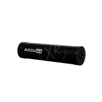 Black cylindrical camera lens with accu24 type branding designed for precision photography in the accu type 24 series