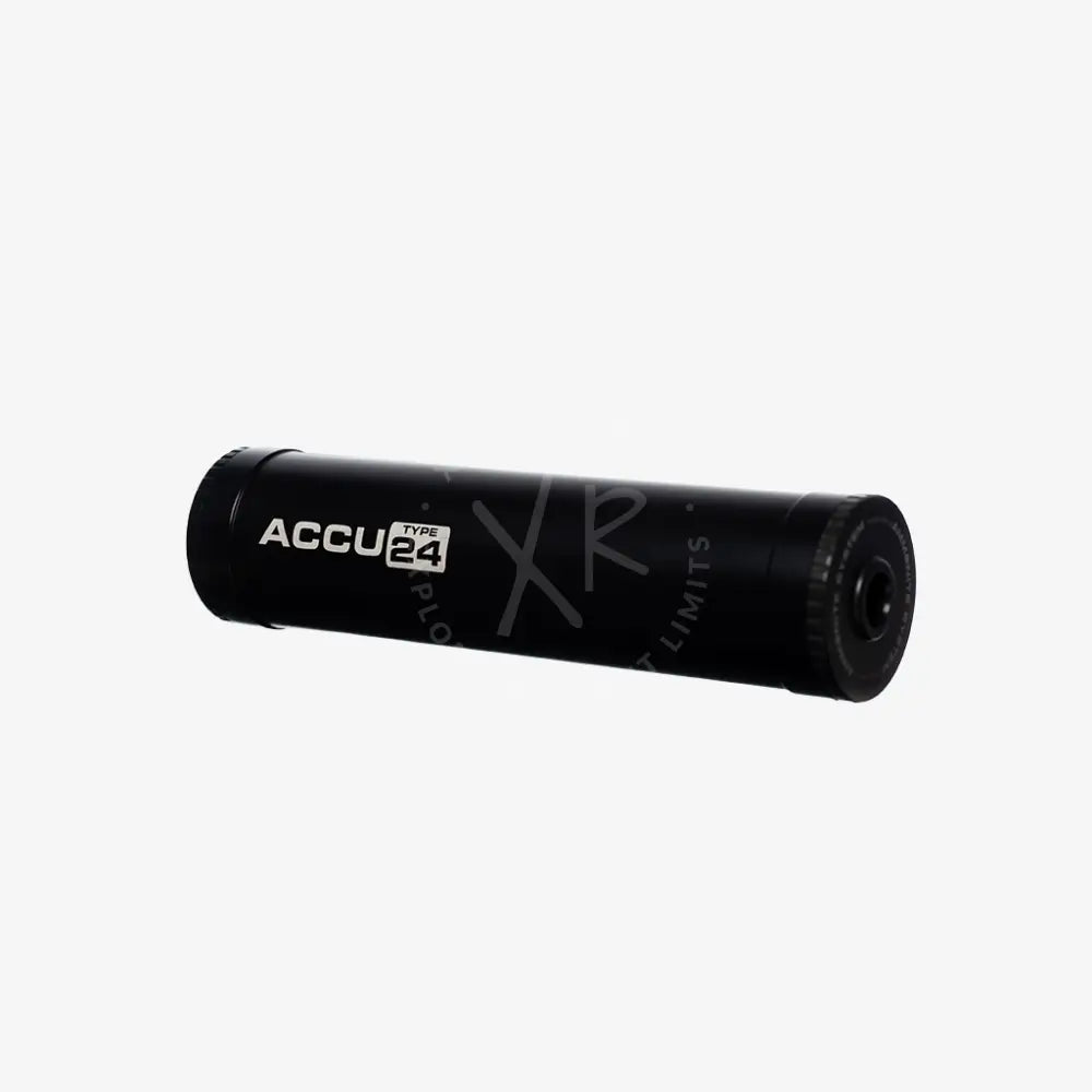Black cylindrical camera lens with accu24 type branding designed for precision photography in the accu type 24 series