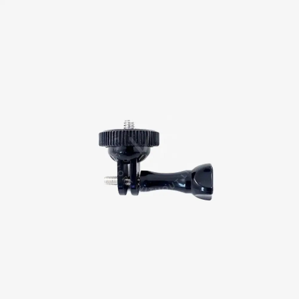 Black plastic adapter gopro camera mount with textured grip and threaded screw for secure 1/4 connection