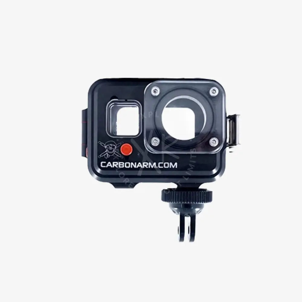 Adapter gopro screw 1/4 with black carbon arm waterproof camera housing red button and mounting bracket