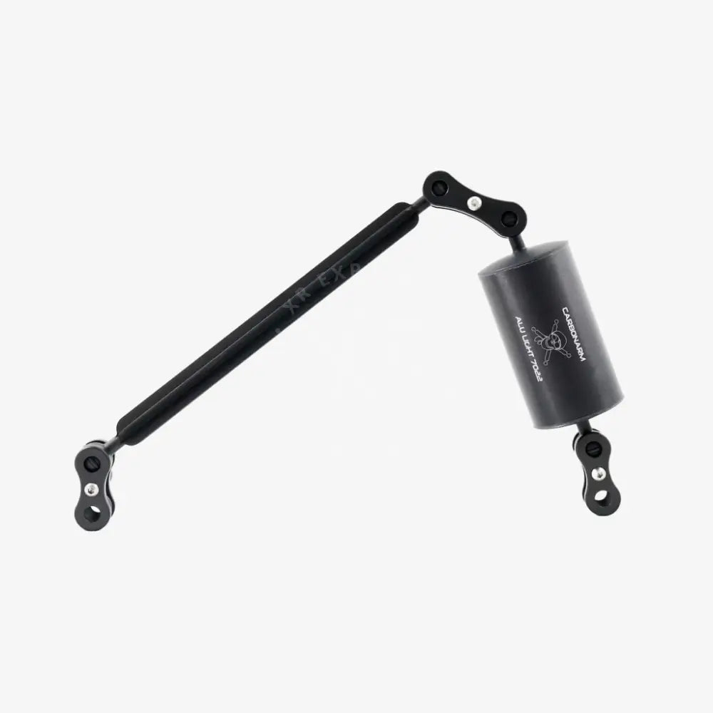 Black carbon fiber gas spring with cylindrical body and articulated arms in aluminum floating arms kit 60 series product