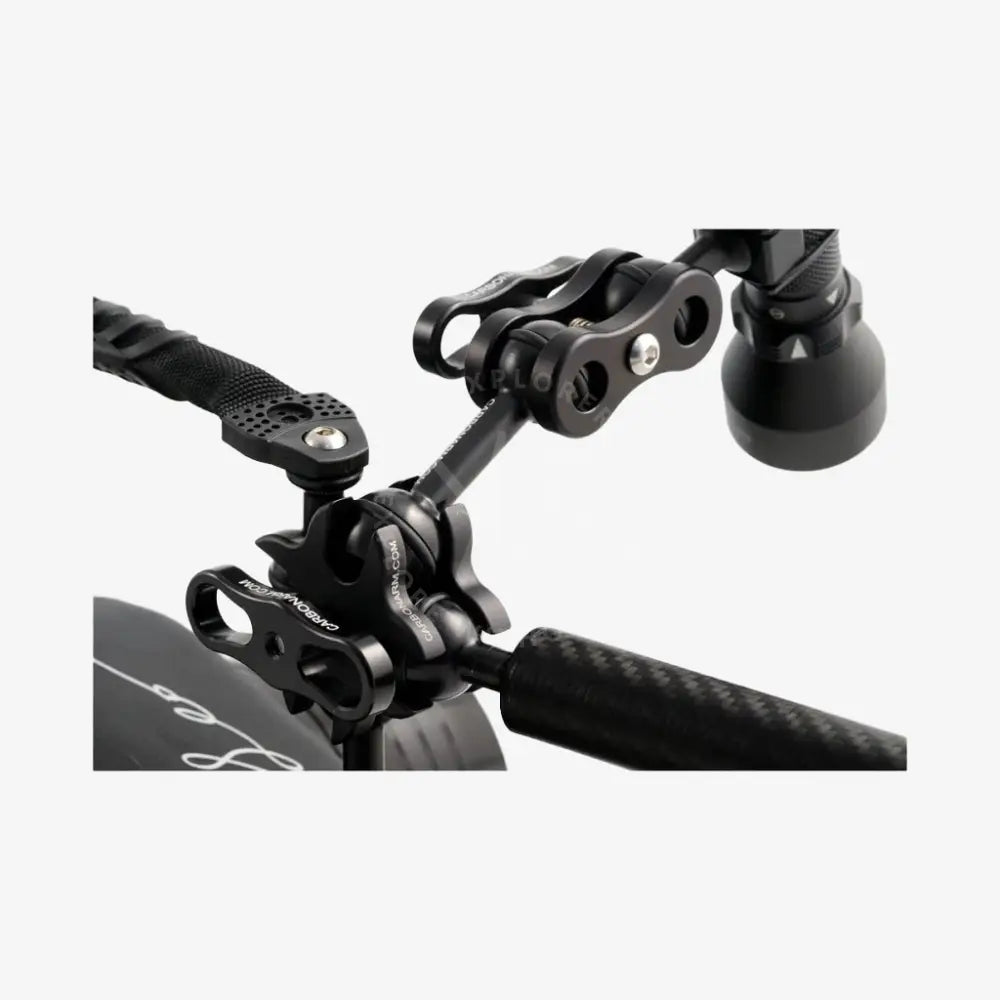 Black carbon fiber aluminum light arms camera tripod head with adjustable ball joint and ergonomic grip