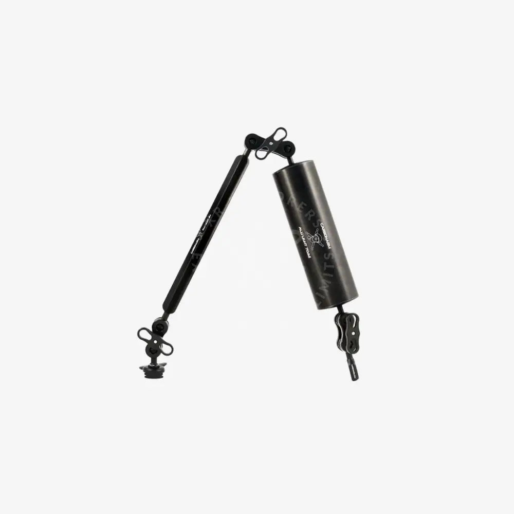 Black metal gas strut with adjustable arms and cylindrical body for aluminum light arms product use