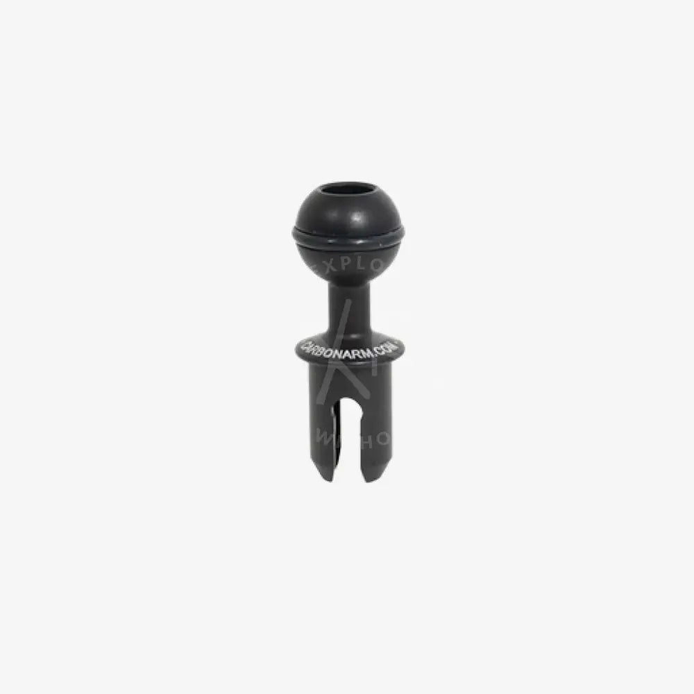 Black carbonarms ball terminal camera mount adapter with spherical top and three-pronged base for quick release