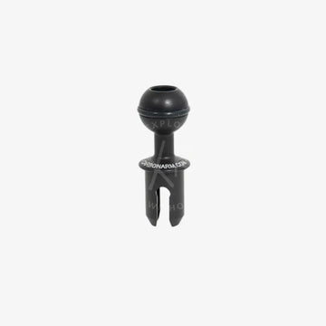 Black carbonarms ball terminal camera mount adapter with spherical top and three-pronged base for quick release