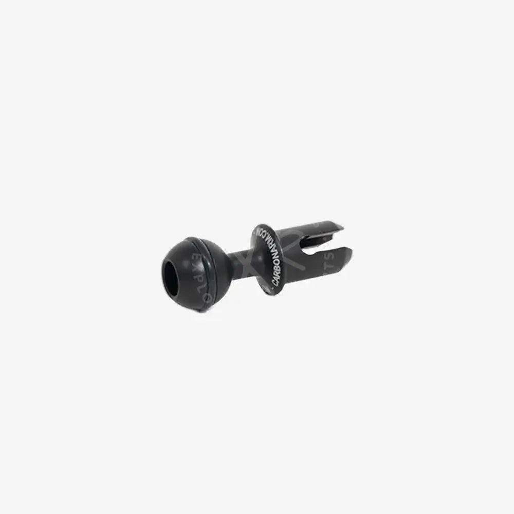 Black plastic ball terminal for quick release with a spherical end and three-prong car air vent mount back side