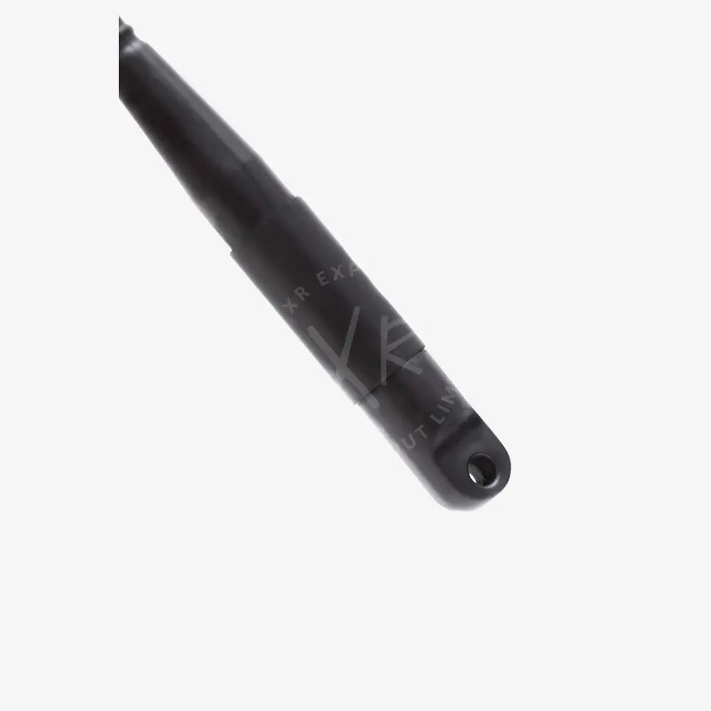 Black cylindrical blind plug for e o cord with a smooth matte finish and circular hole at the end