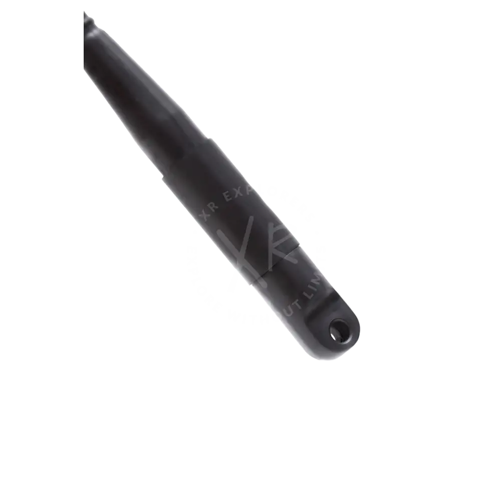 Black cylindrical blind plug for e o cord with a smooth matte finish and circular hole at the end