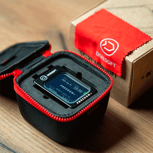 Diver syncing dive logs from Divesoft computer to smartphone via Bluetooth in kuwait