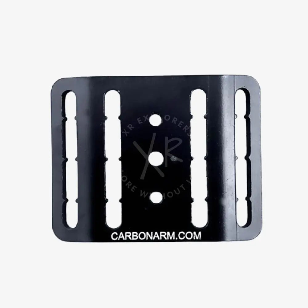 Black rectangular bracket buckle for scooter with vertical slots and three circular holes in matte finish