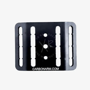 Black rectangular bracket buckle for scooter with vertical slots and three circular holes in matte finish