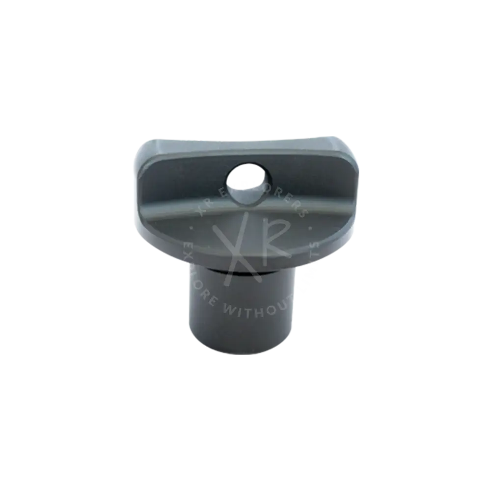 Gray plastic cap nut with circular hole and cylindrical base for secure fastening and easy installation