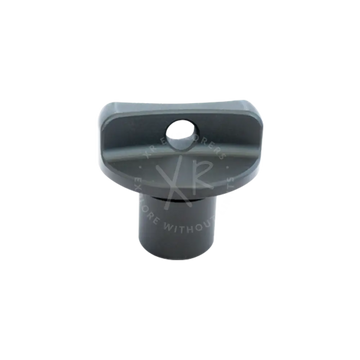 Gray plastic cap nut with circular hole and cylindrical base for secure fastening and easy installation