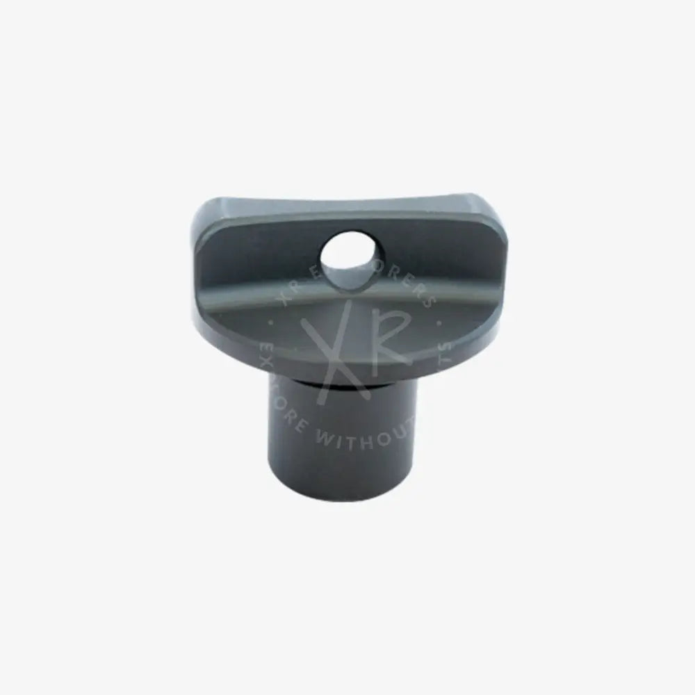 Gray plastic cap nut with circular hole and cylindrical base for secure fastening and easy installation