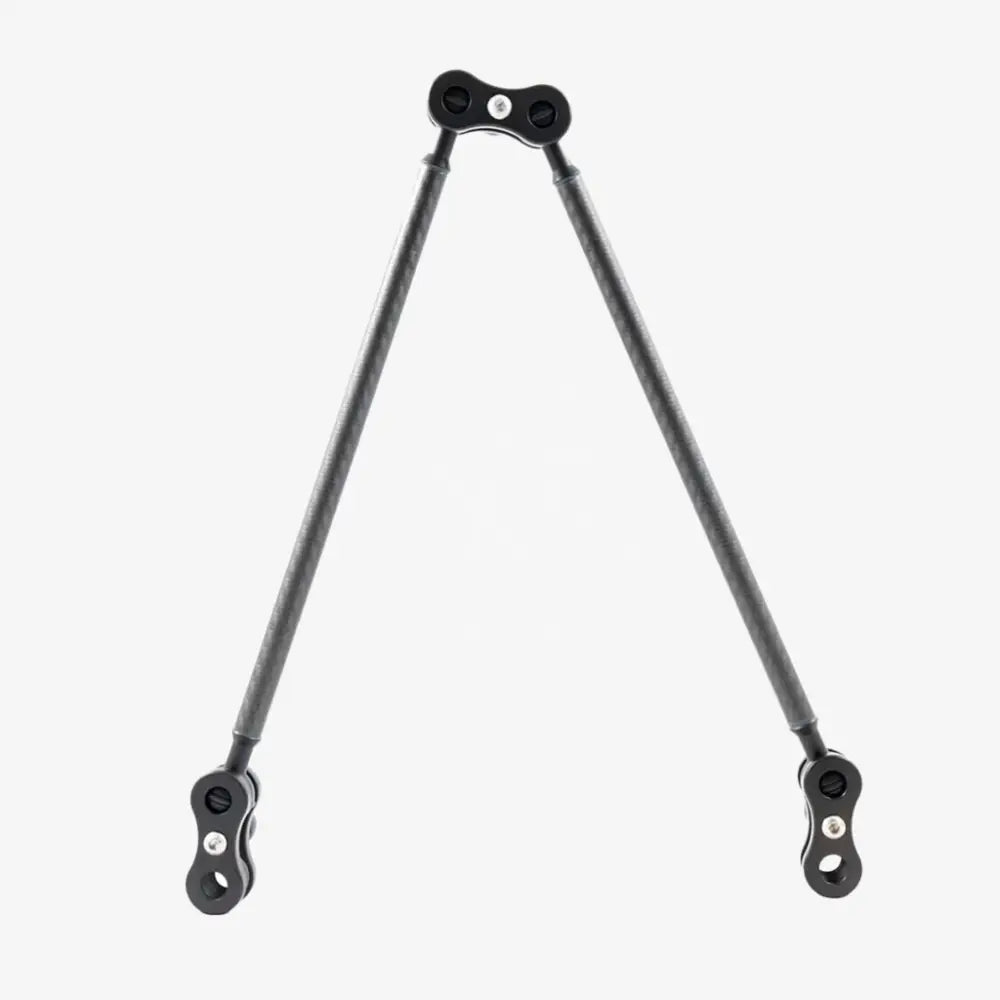 Black metal adjustable ladder arm with central pivot and two extendable legs from carbon arm slim kits