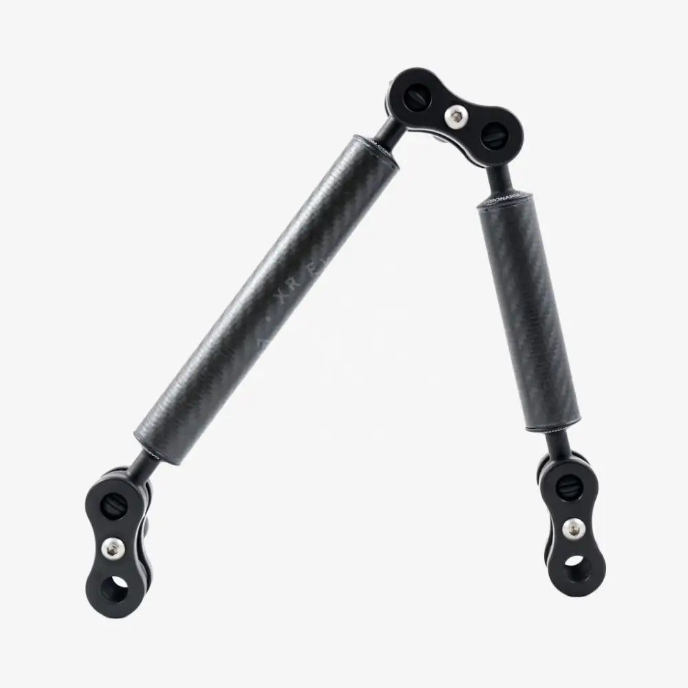 Black metal gas spring with cylindrical barrels and articulated joints in carbon arm standard kits product image