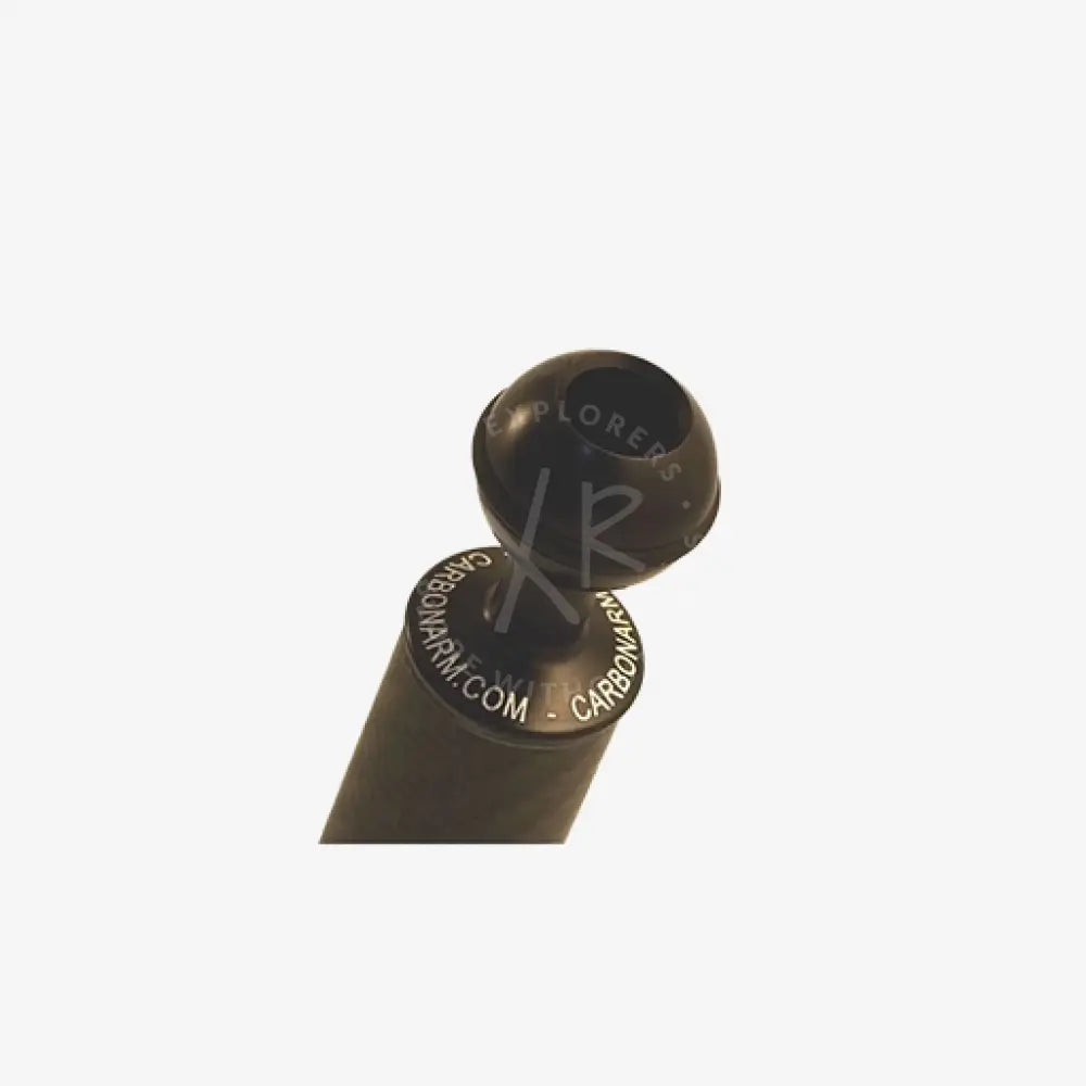 Carbon arm black spherical ball mount with cylindrical base and engraved carbonarm.com text