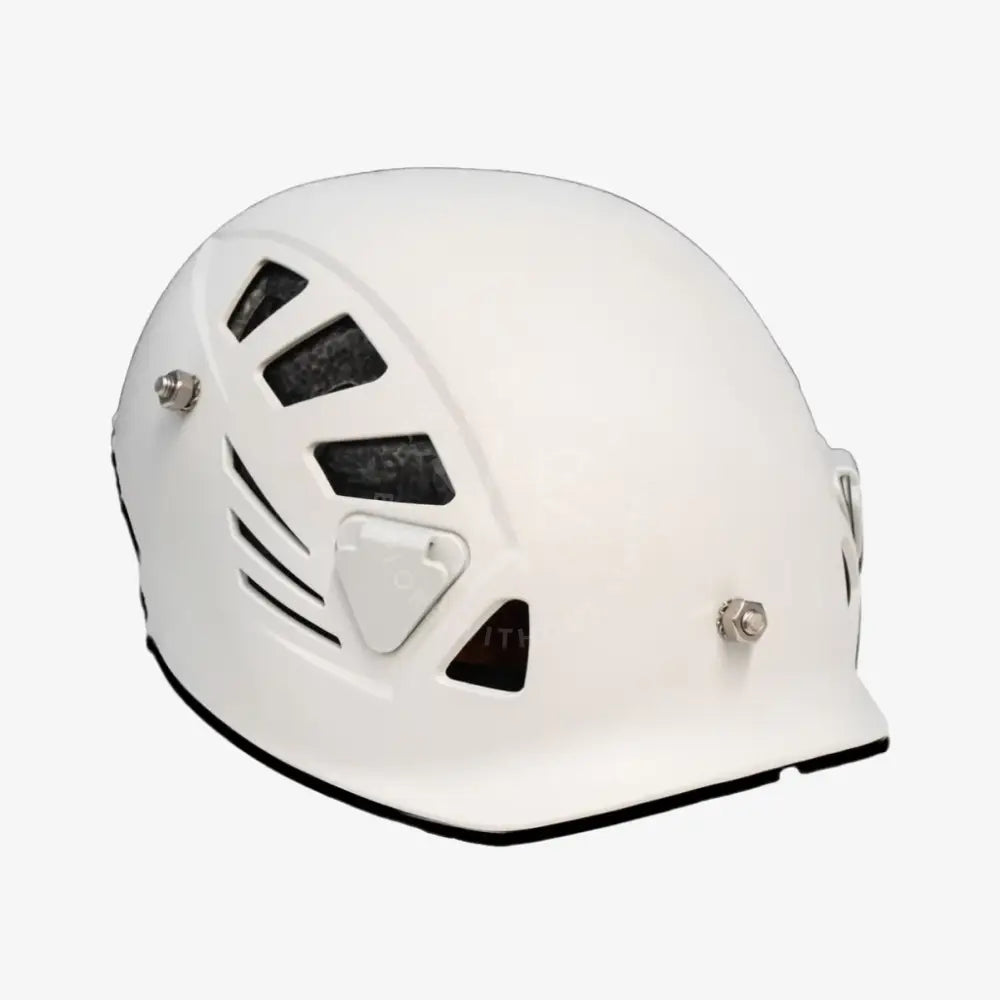 Carbonarm helmet white hard-shell climbing helmet with ventilation slots and adjustable straps for safety