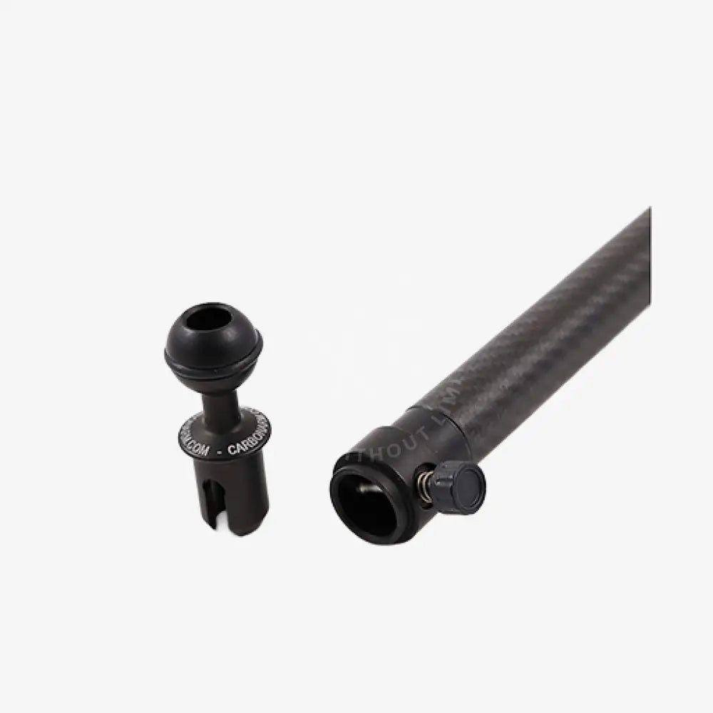 Black carbon fiber camera tripod extension tube with ball head mount from carbonarm un quick release system