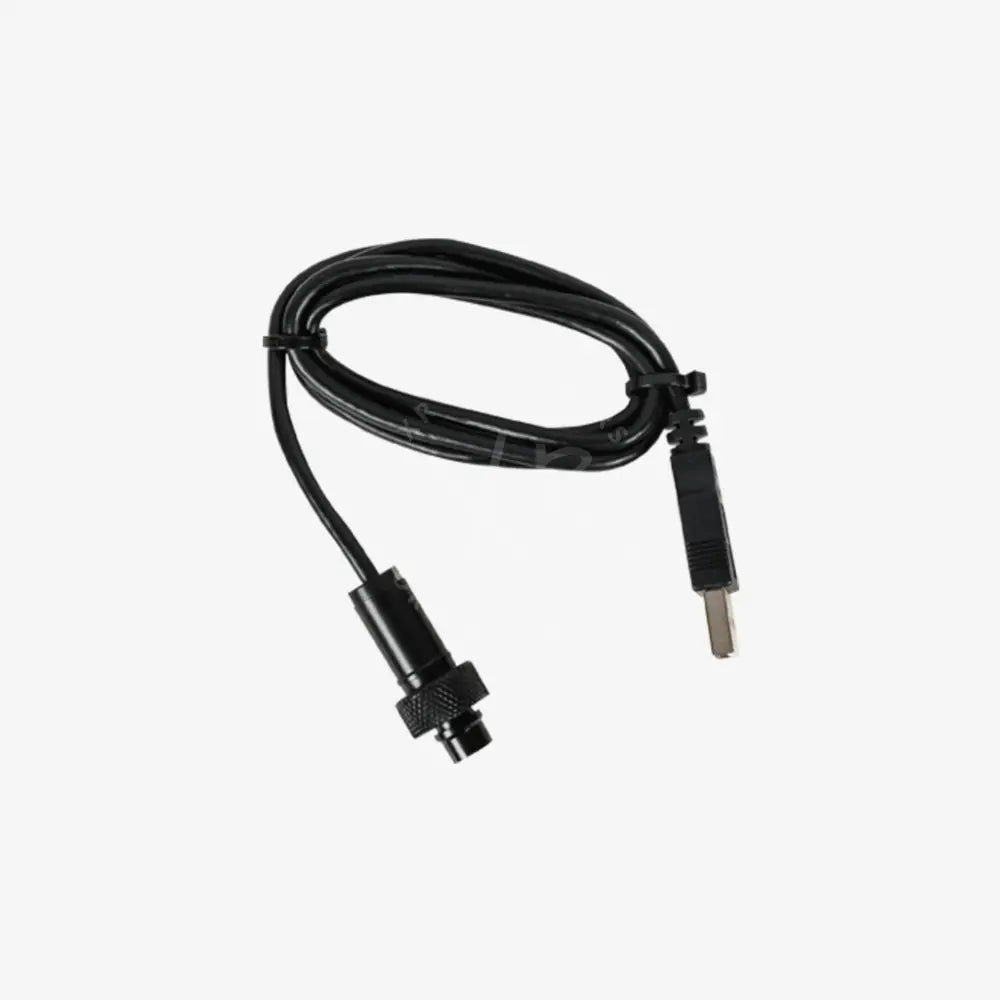 Black coiled usb charging cable for ENC3 with threaded connector and standard USB-A plug for secure connection