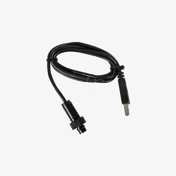 Black coiled usb charging cable for ENC3 with threaded connector and standard USB-A plug for secure connection